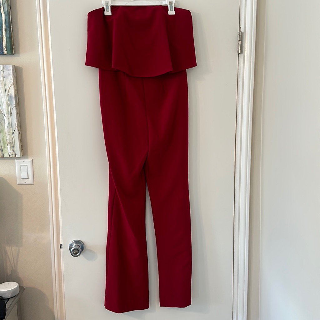 Red Flare Leg Jumpsuit
